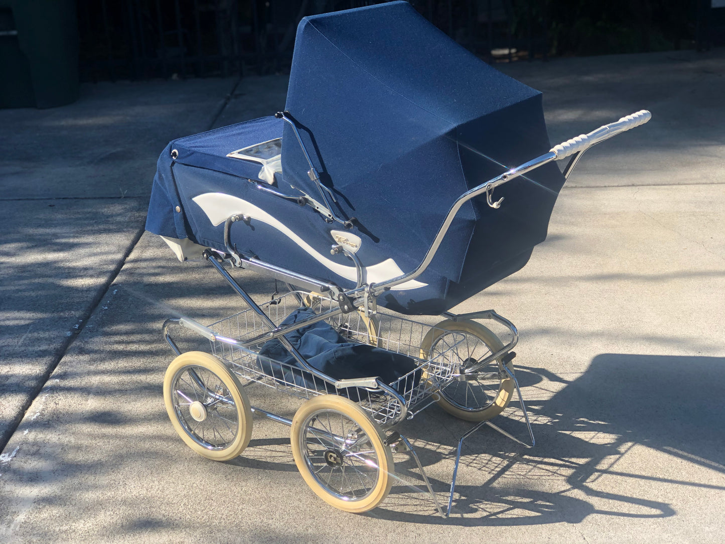 Vintage Royal Blue Perego Baby Stroller Carriage - circa 1970s