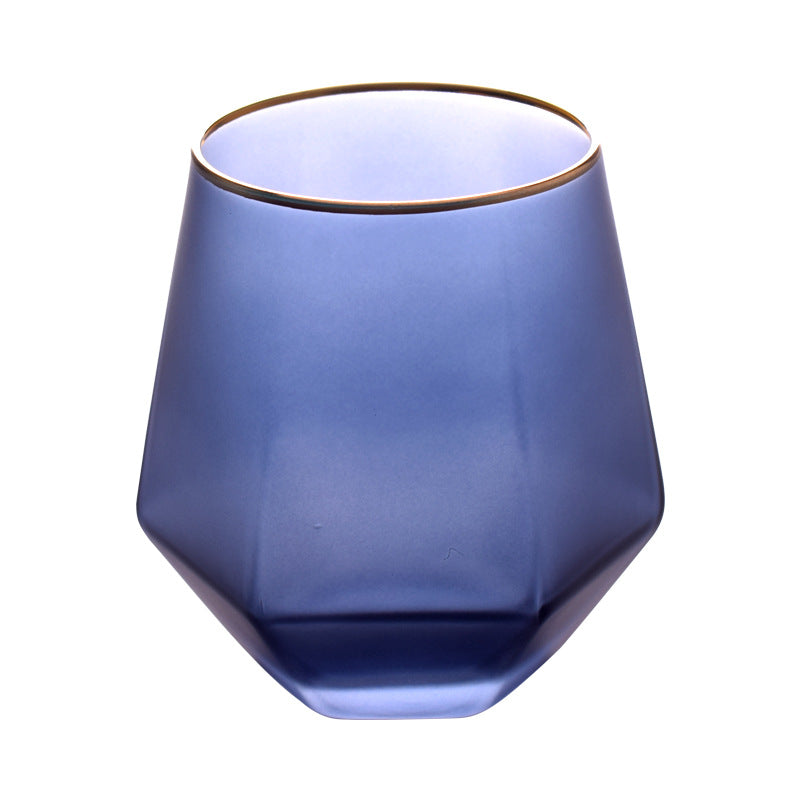 Blue Black Frosted Hexagonal Cocktail Glass 2pc Set