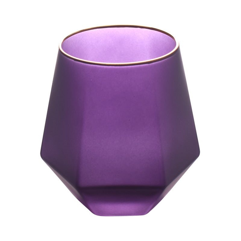 Purple Frosted Hexagonal Cocktail Glass 2pc Set