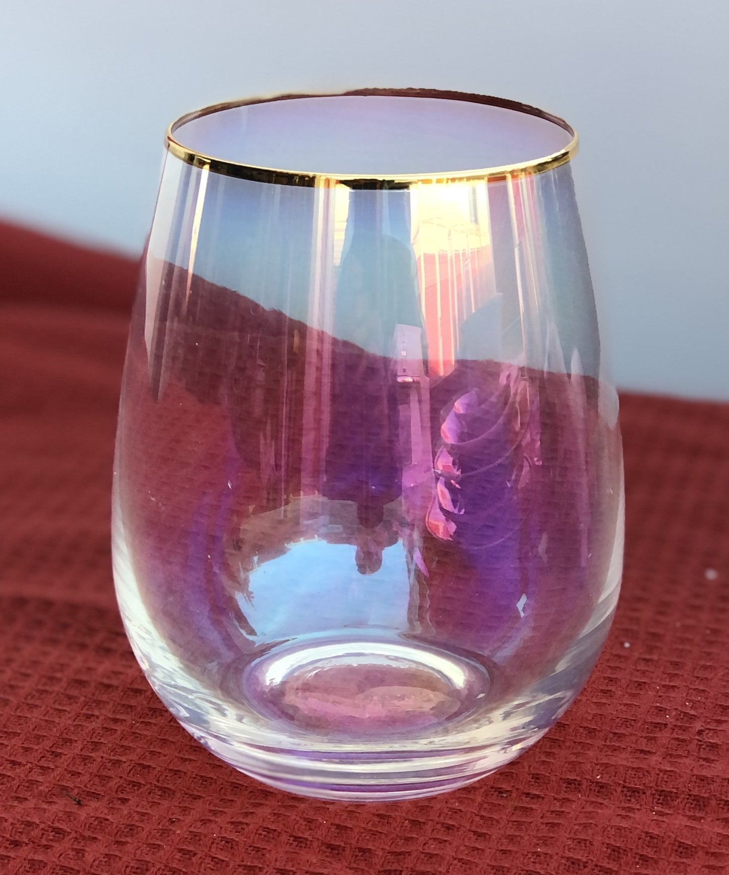 2-Piece Iridescent Cocktail Gold Rim Glass Set