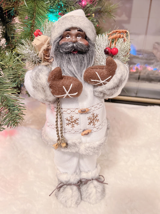 12" White Winter Wonderland Santa Claus Figurine