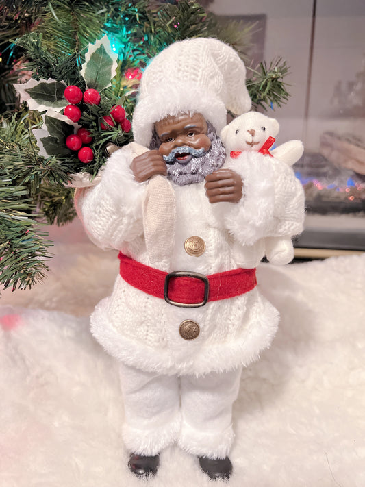 10.5" White Christmas Santa Claus Figurine
