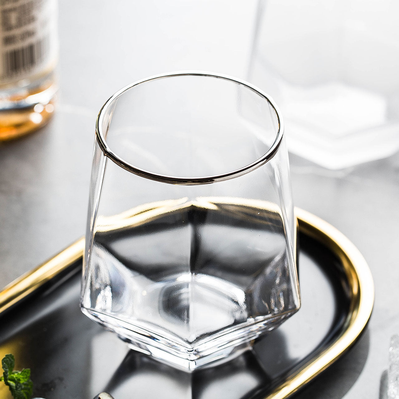 2-Piece Silver Hexagonal Cocktail Glass Set